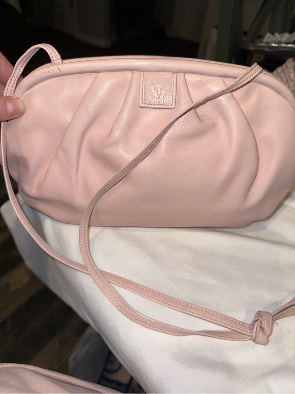 Vintage Anne Klein 1970-1980 pink leather crossbody purse
